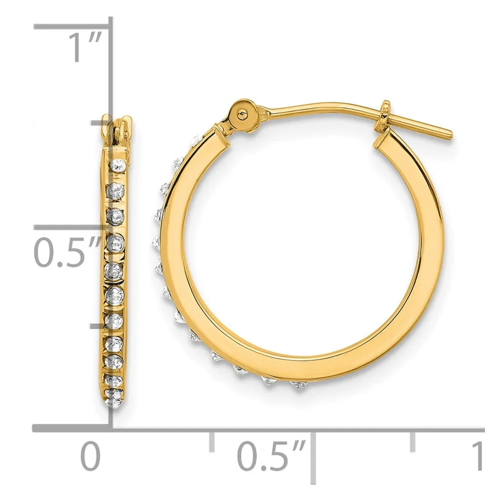 Gold Diamond Fascination Polished Hoop Earrings - Model DF347