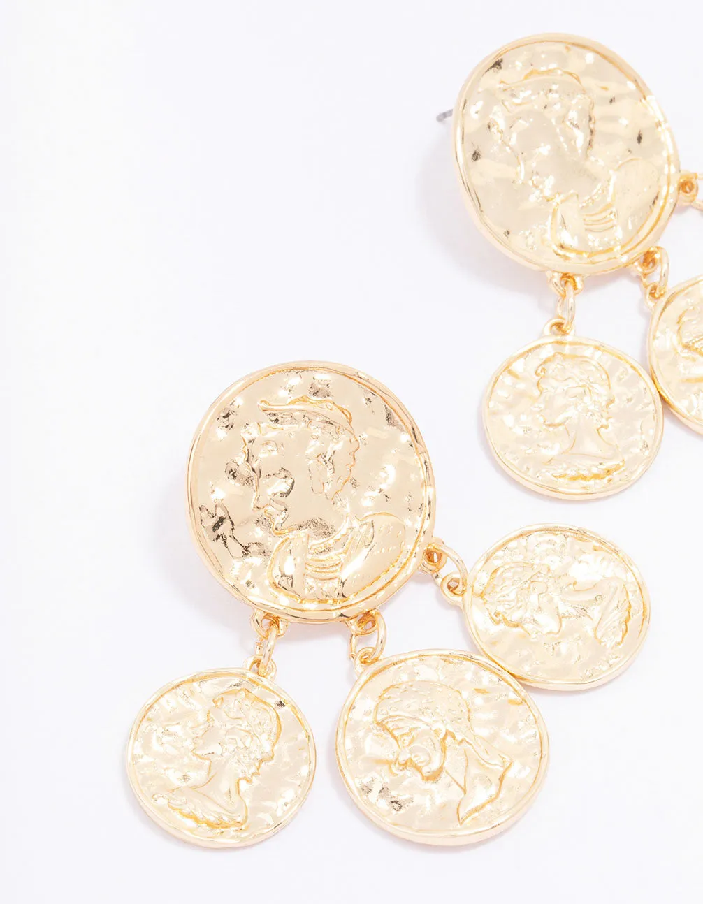 Gold Molten Coin Drop Earrings