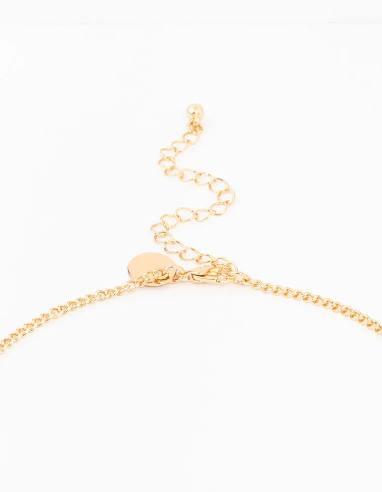 Gold Multi Diamante Y Necklace