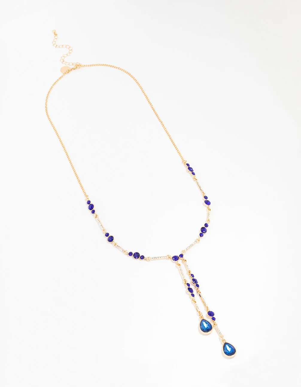 Gold Plated Multi Diamante Y Necklace