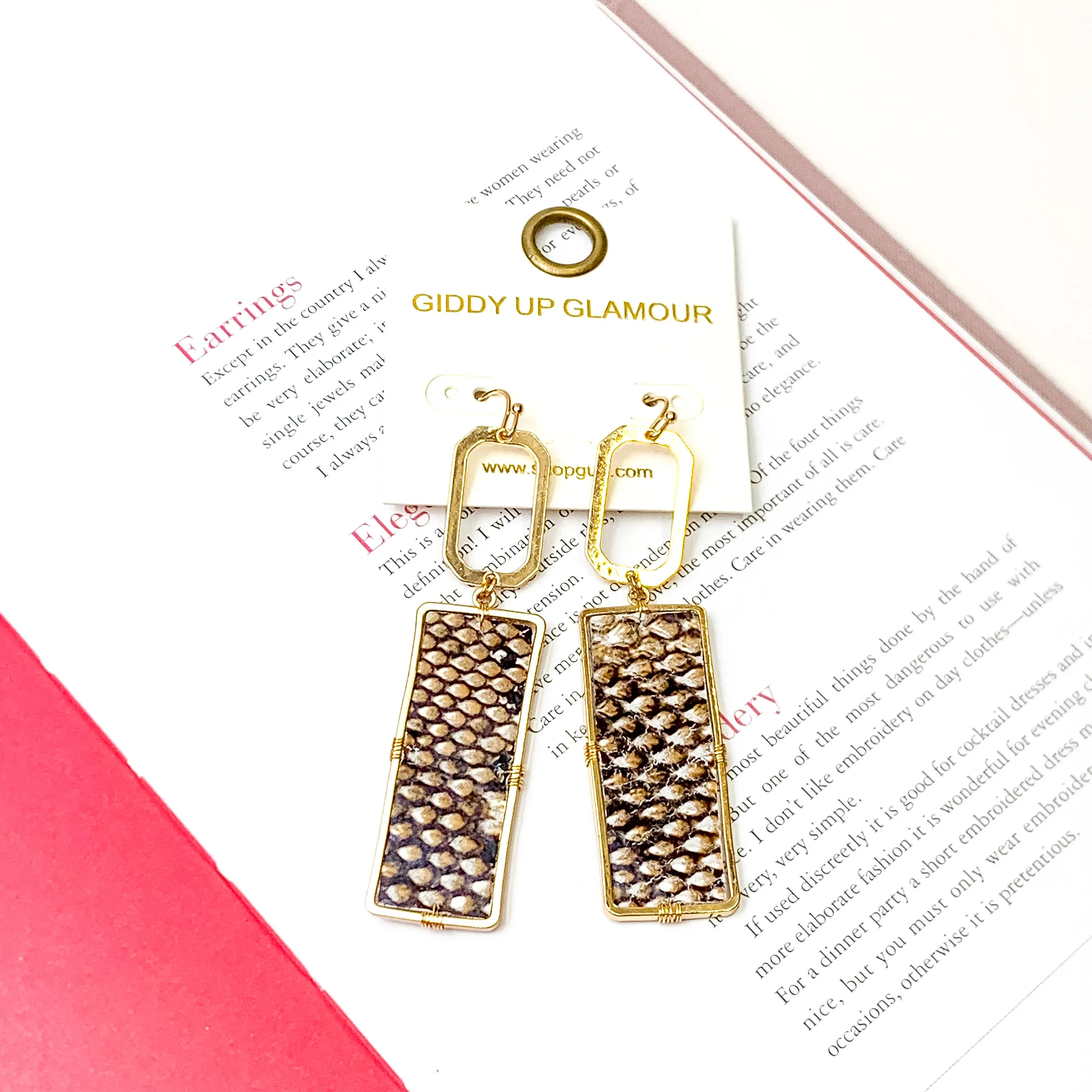 Golden Python Drop Earrings