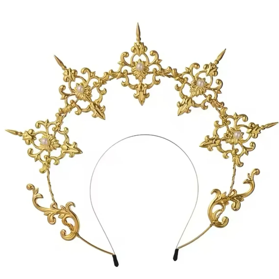 Gothic Goddess Spiked Halo Crown Festival Headdress Headband - Gold Style 4