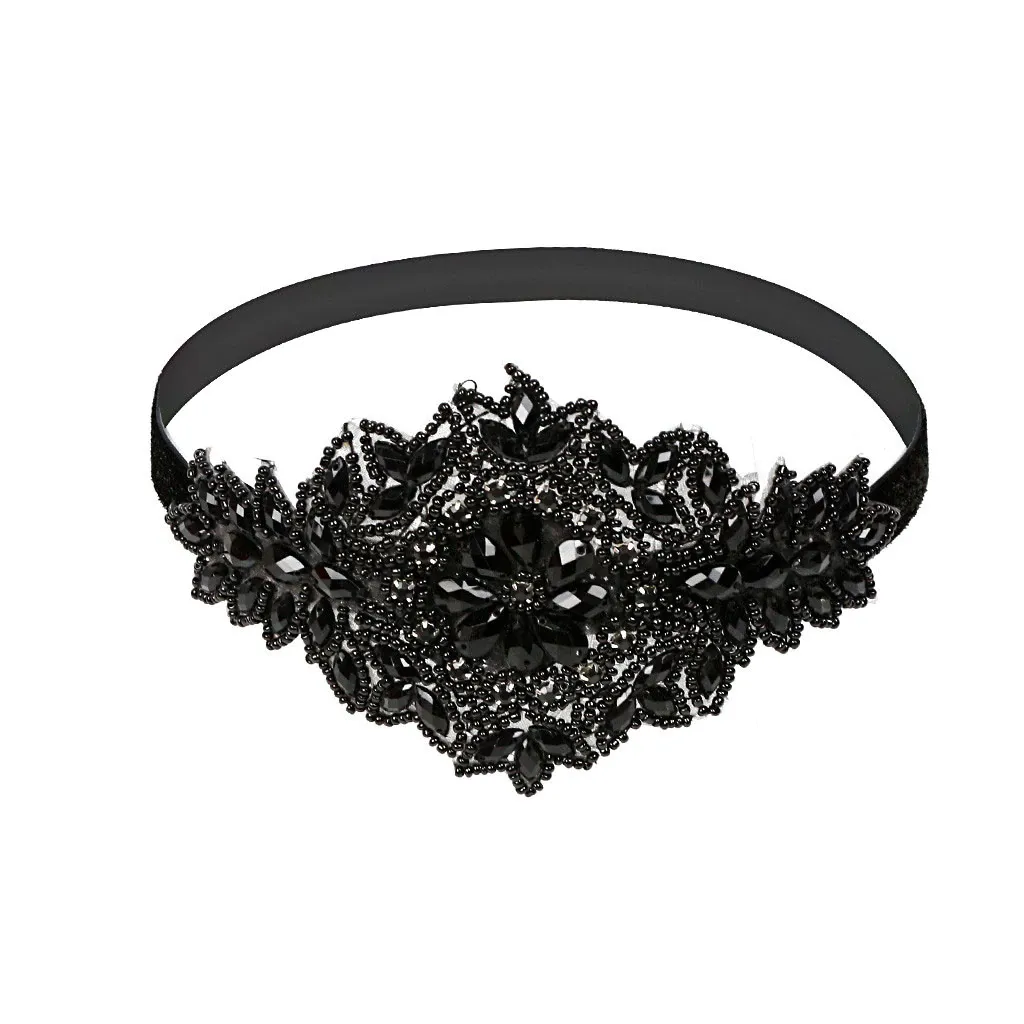 Great Gatsby 1920's Flapper Headdress Fancy Dress - Black (Style 15)