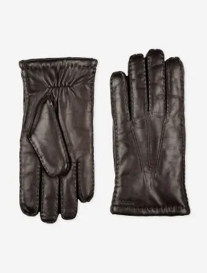 HESTRA Sheeplined Leather Gloves Espresso