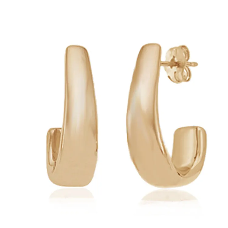 J Hoop Post Earrings, 14Kt