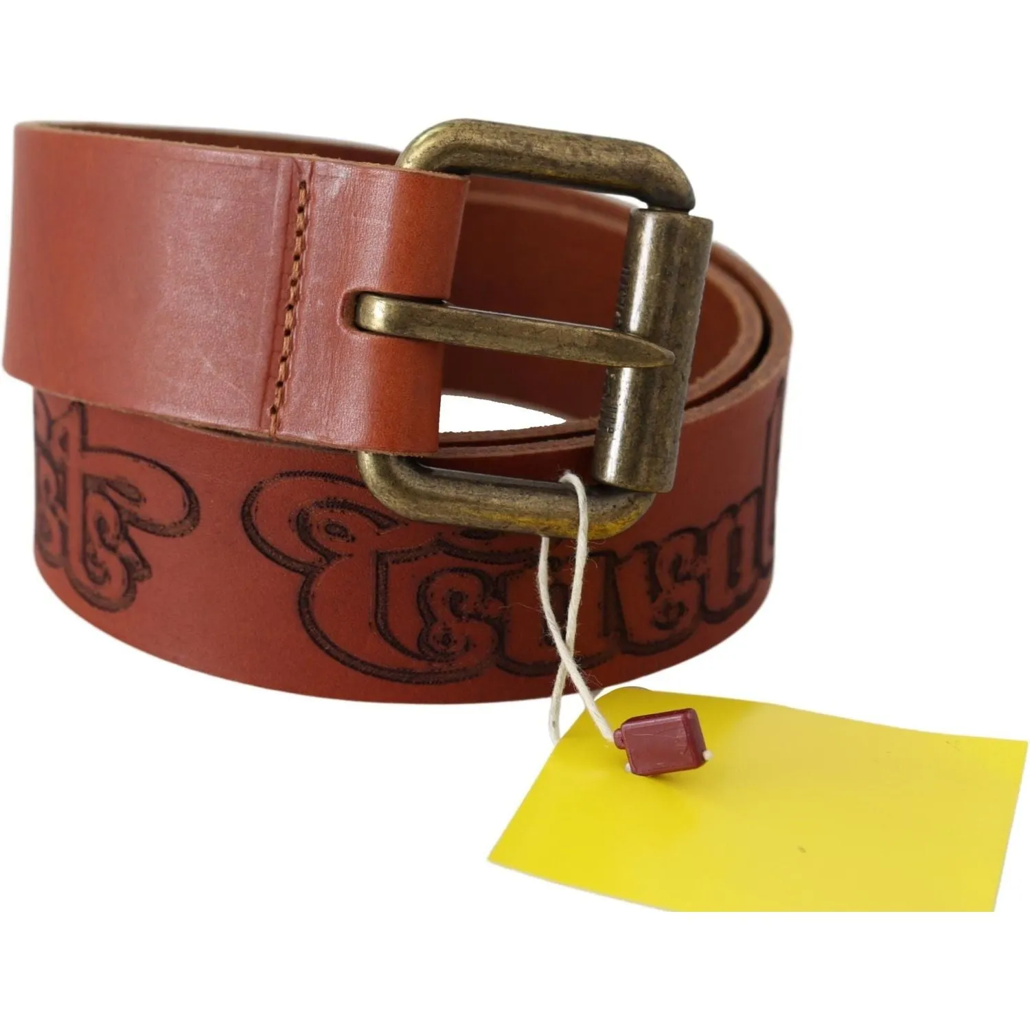 Just Cavalli Chic Brown Leather Logo Waist Belt