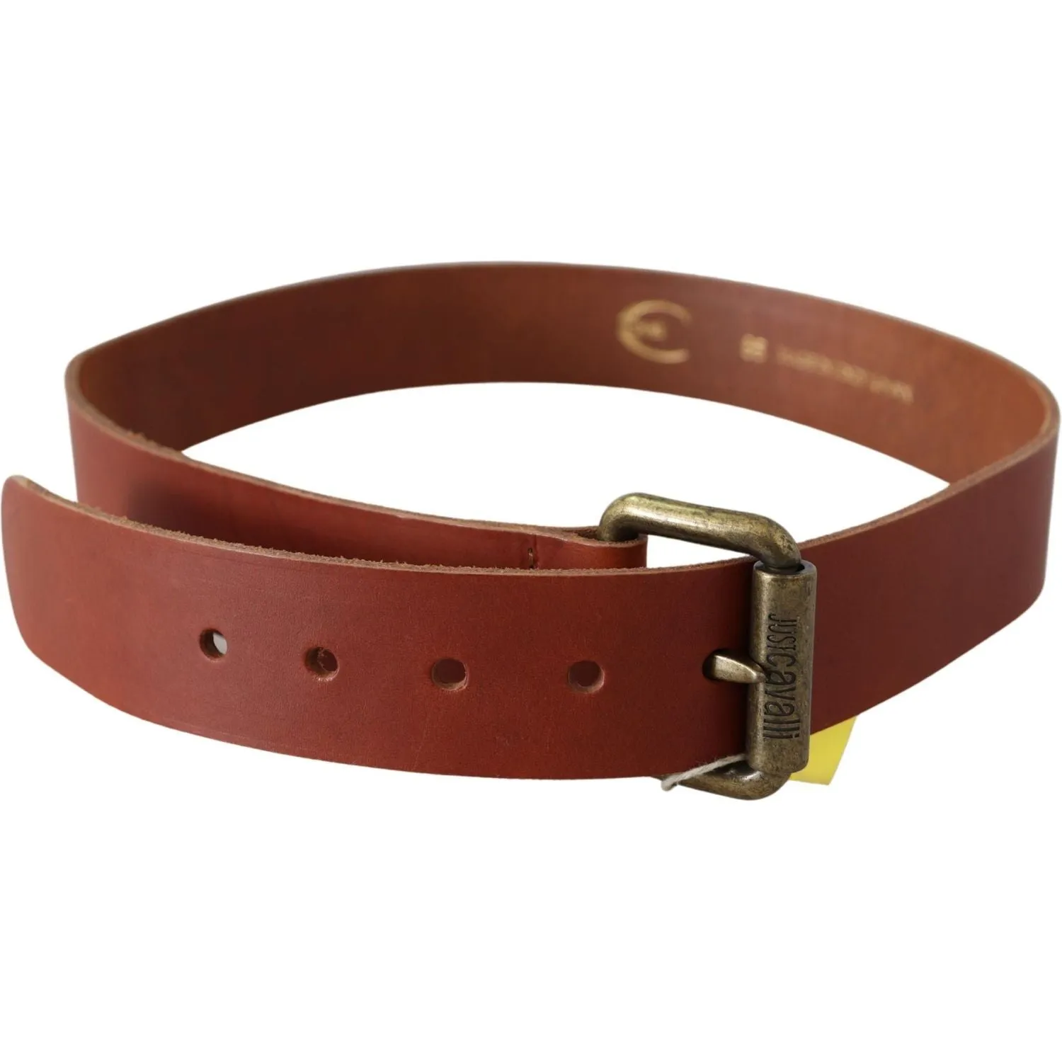 Just Cavalli Chic Brown Leather Logo Waist Belt