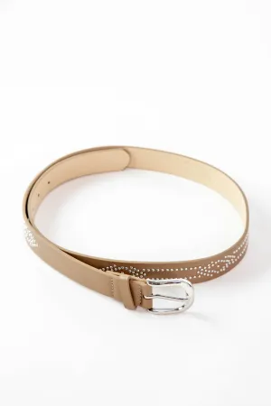 Lidia Studded Decor Belt, Khaki