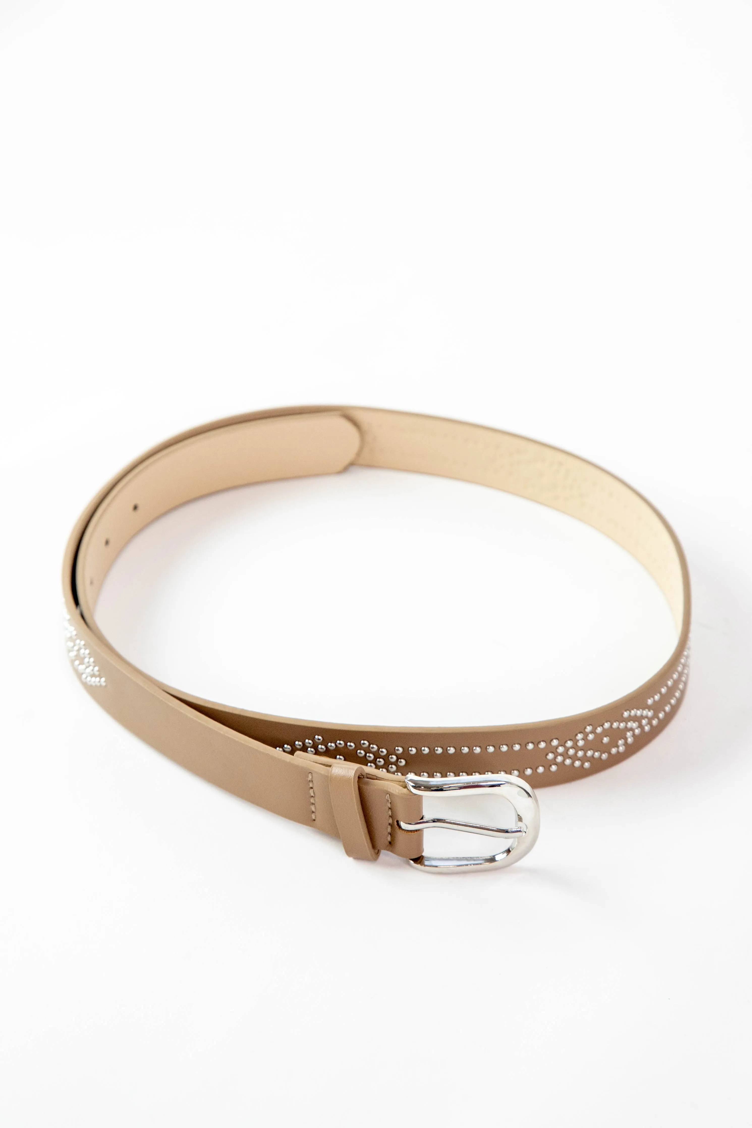 Lidia Studded Decor Belt, Khaki