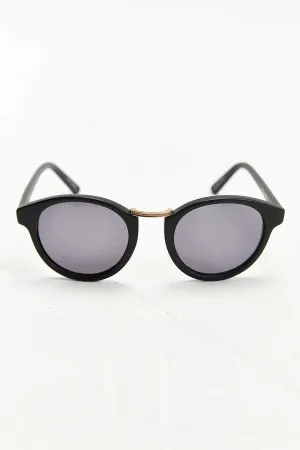 Matte Black Metal Nose Round Sunglasses