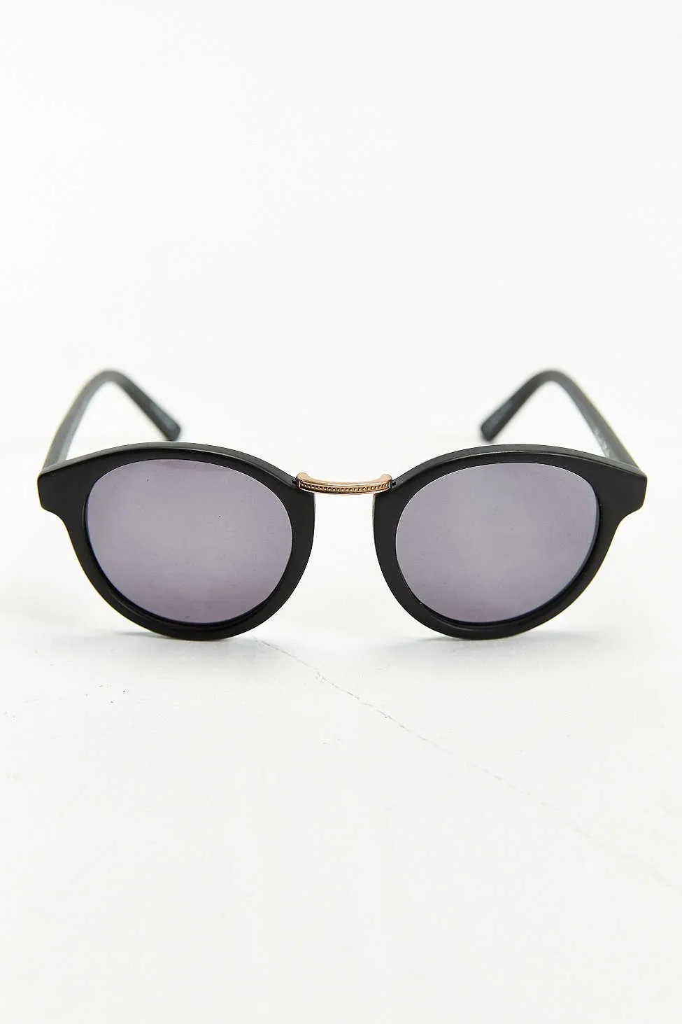 Matte Black Metal Nose Round Sunglasses