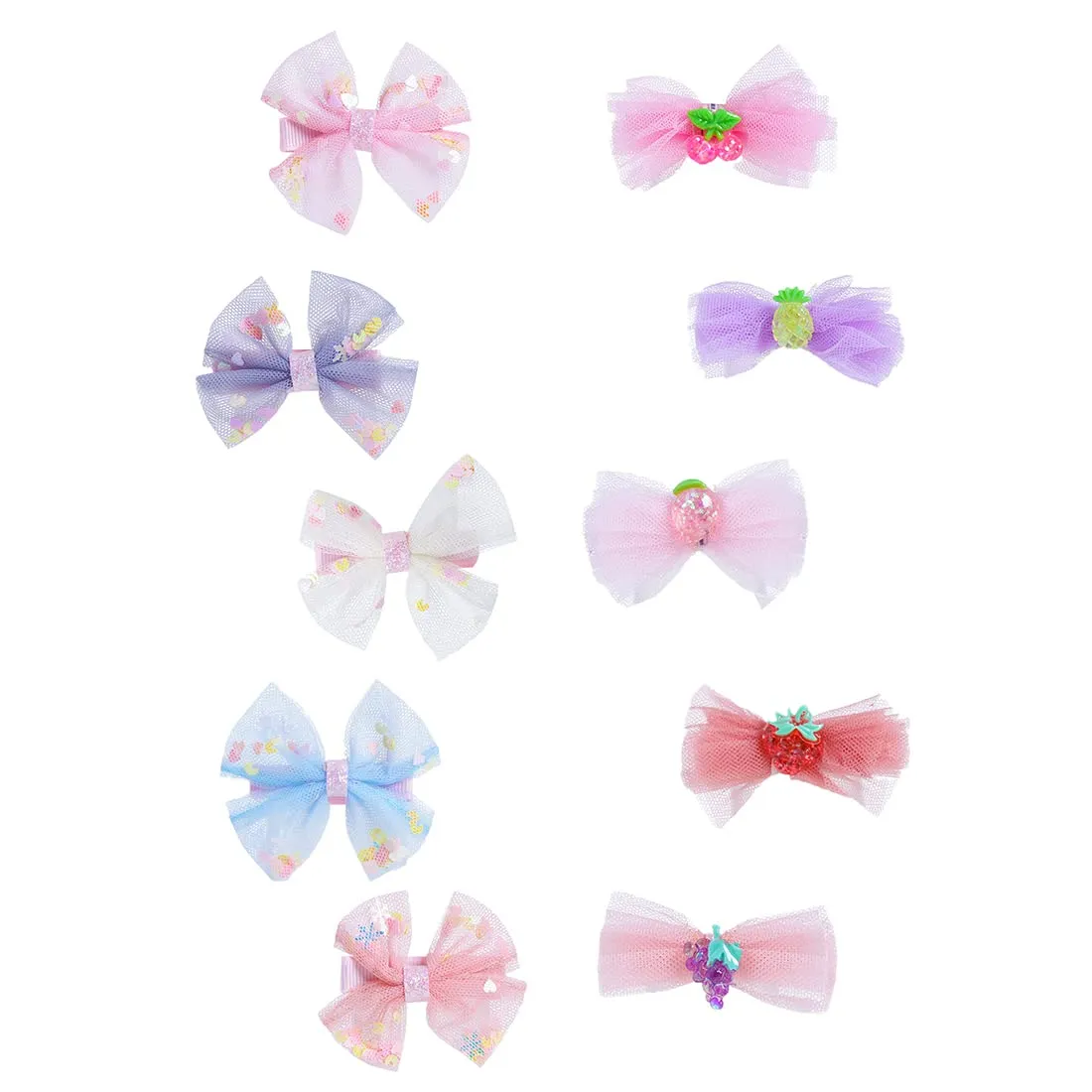 Melbees by Yellow Chimes Hair Clips for Girls Kids Hair Clip Hair Accessories for Girls Set of 10 PCS Cute Bow Charm & Fruits Theme Aligator Clips Hair Clips for Baby Girls Baby Hair Clips For Kids Toddlers