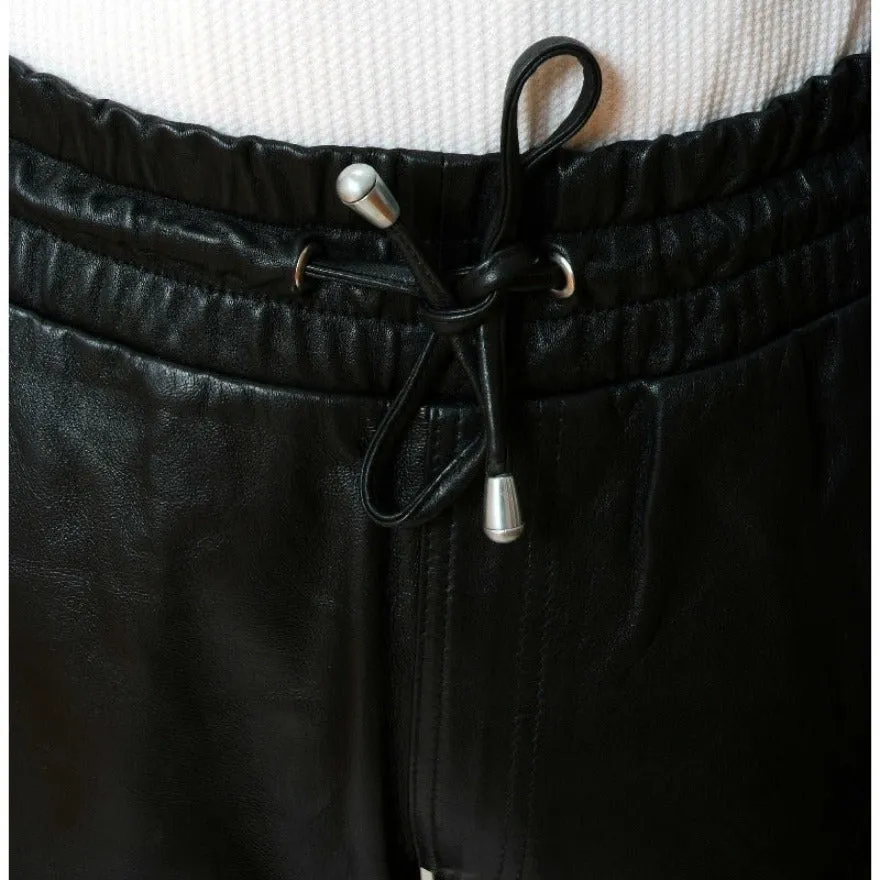 Mens Black Leather Shorts Genuine Nappa Sheepskin