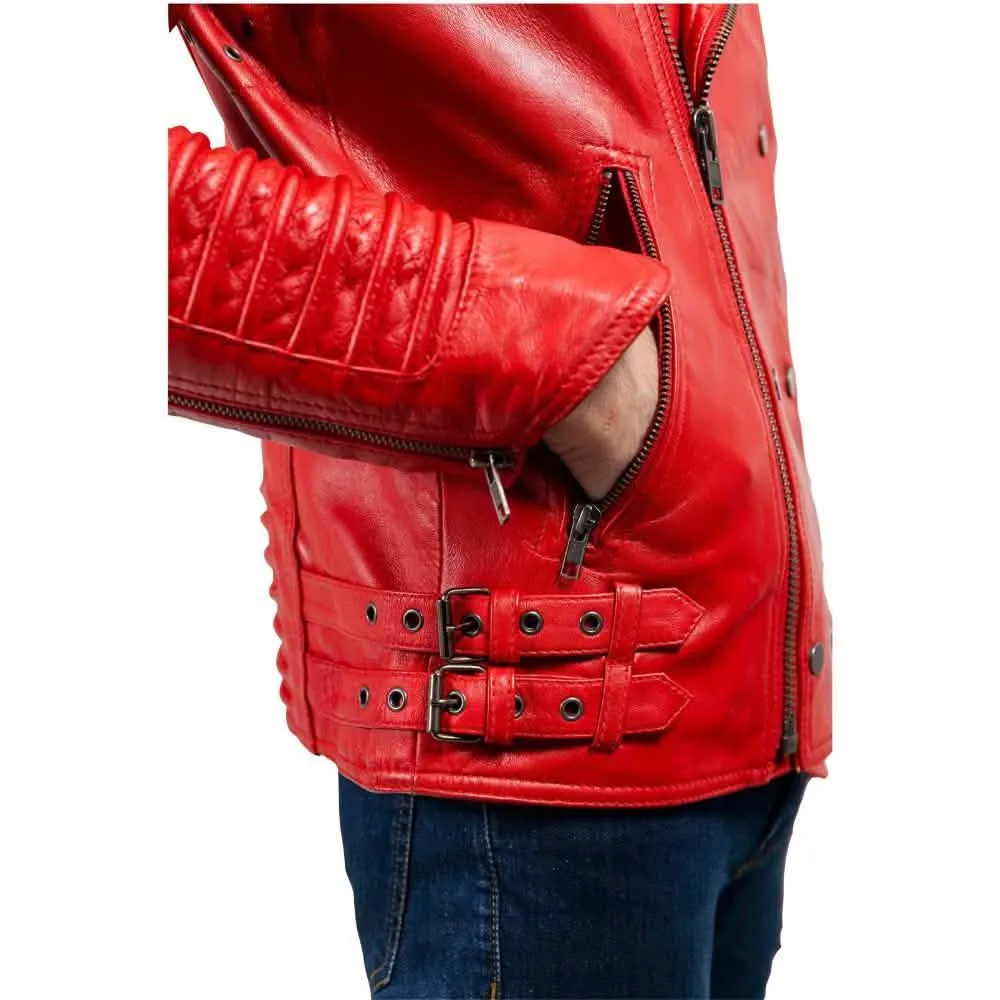 Men's Fire Red Lambskin Leather Jacket - Brooklyn & Queens Collection