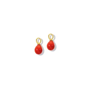 Mushroom Earring Drops Yellow Gold - Coral