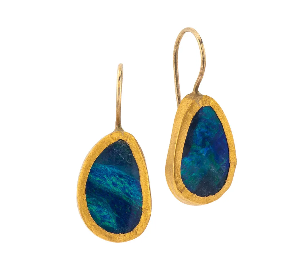 Nava Zahavi Yellow Gold Egg Shaped Opal Earrings