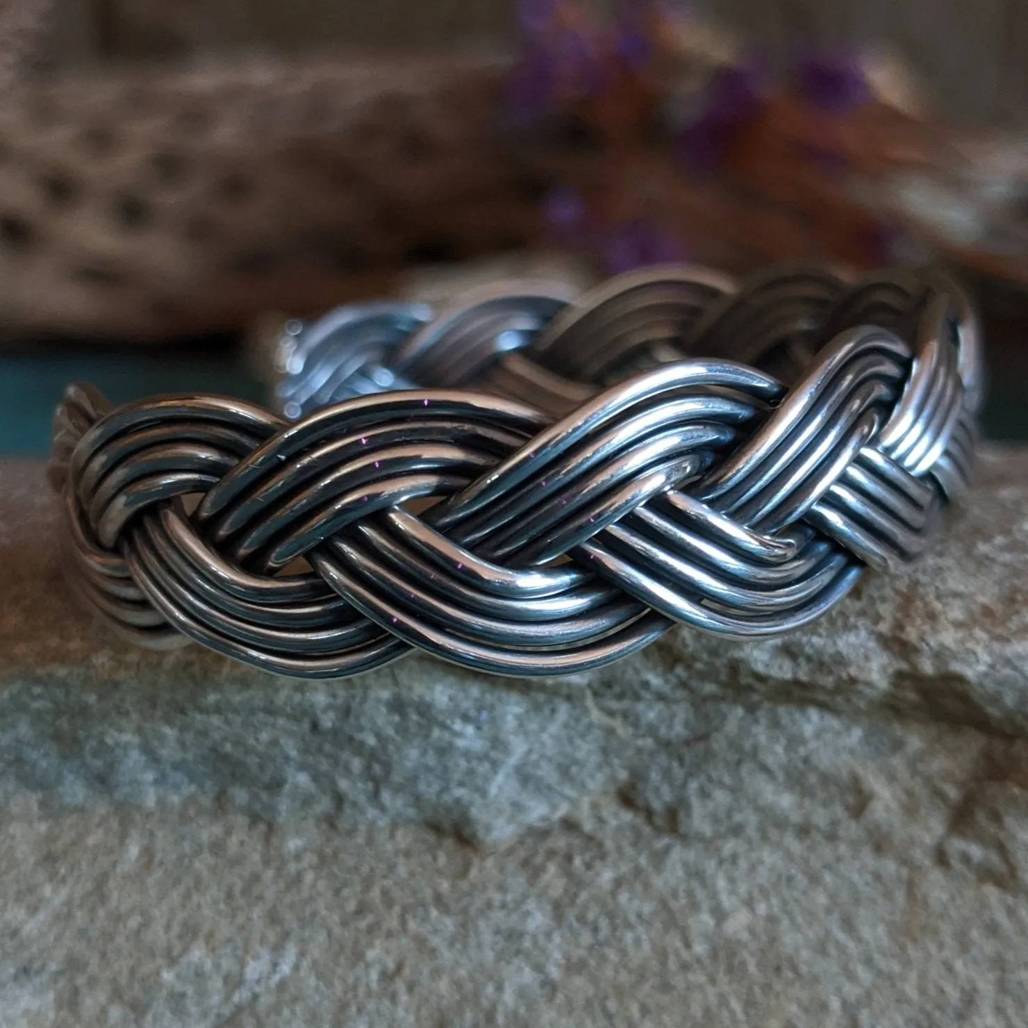 Navajo Made Braided Silver Cuff SWSG-BRC-0027