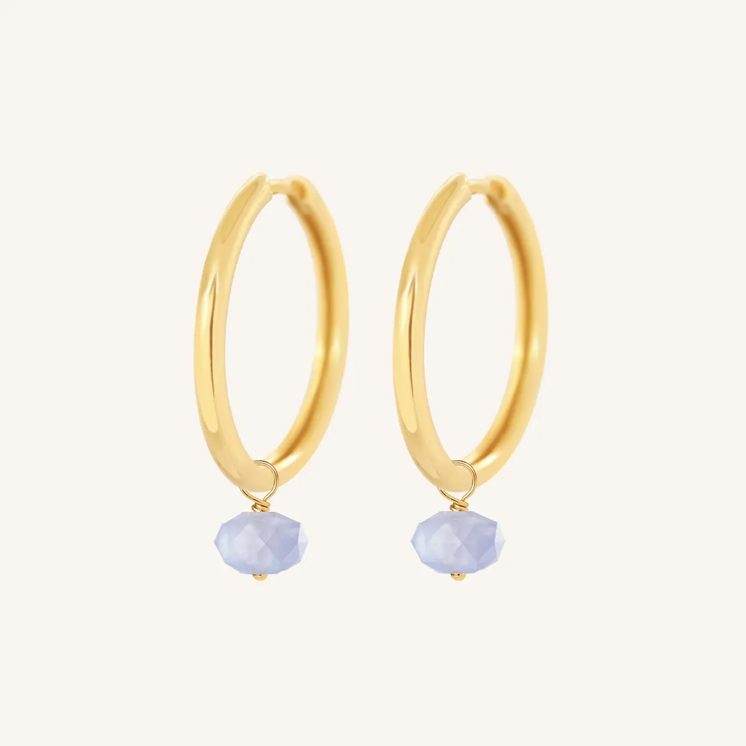 Opulent Blue Lace Agate Plain Hoops - Stone of Loyalty