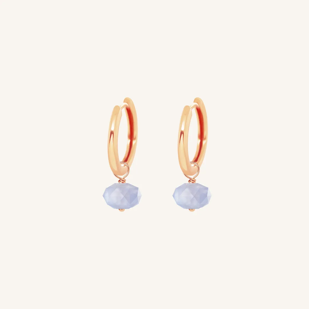 Opulent Blue Lace Agate Plain Hoops - Stone of Loyalty