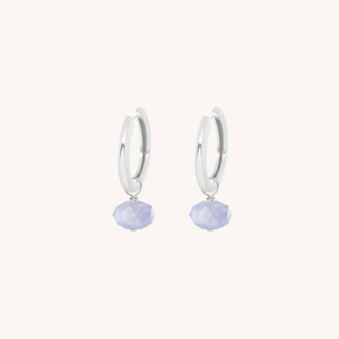 Opulent Blue Lace Agate Plain Hoops - Stone of Loyalty