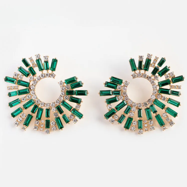 Opulent Emerald Crystal Wrap Earrings