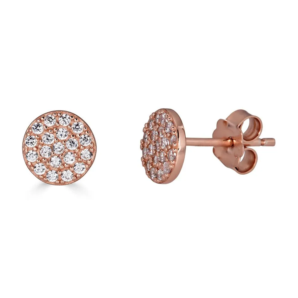 PAVE DISC STUD EARRING