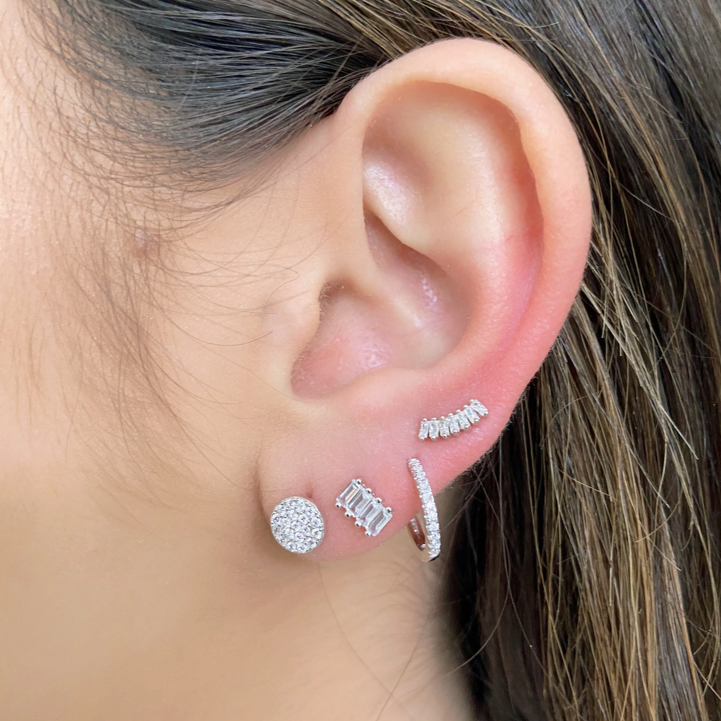 PAVE DISC STUD EARRING