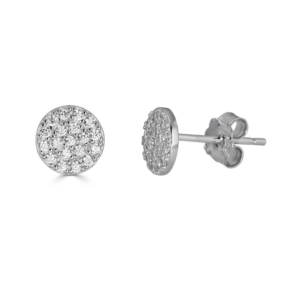 PAVE DISC STUD EARRING