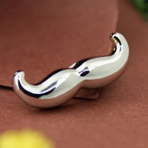 Peluche Manly Moustache Silver Lapel Pin