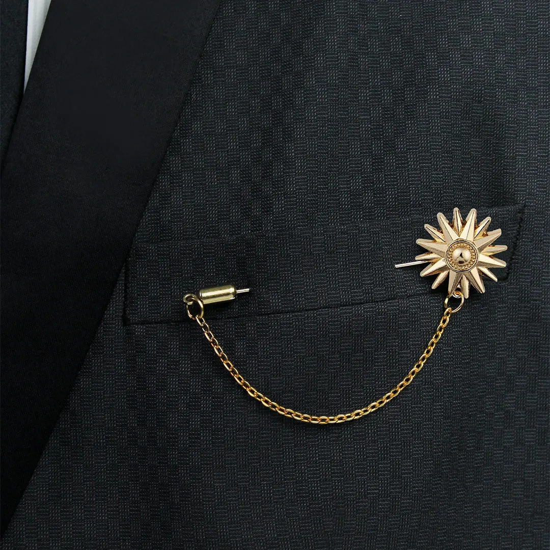 Peluche Polished Golden Colored Lapel Pin for Men