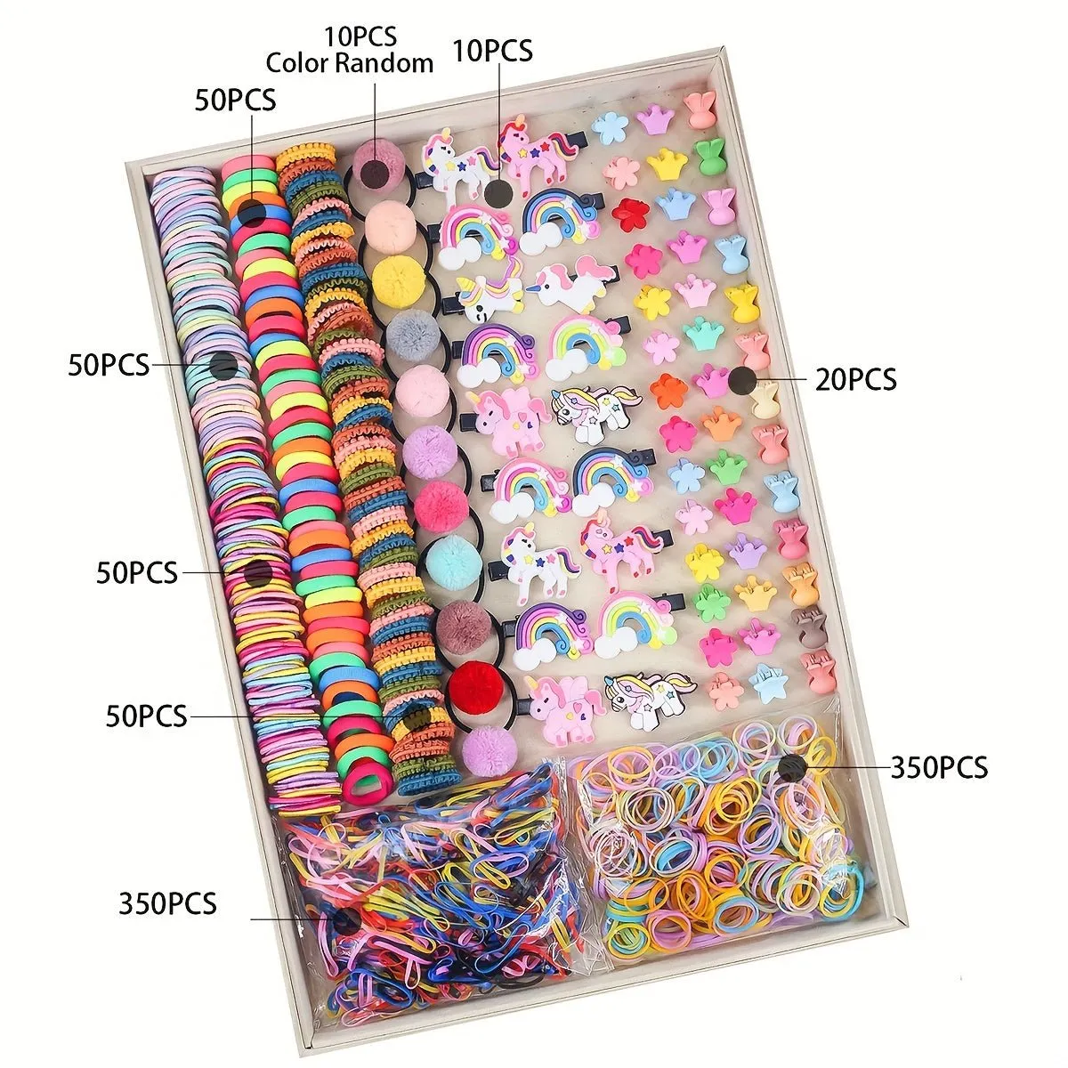 Princess Hair Accessories Set – 844/839pcs Flower & Butterfly Hair Clips and Ties 🌸🦋