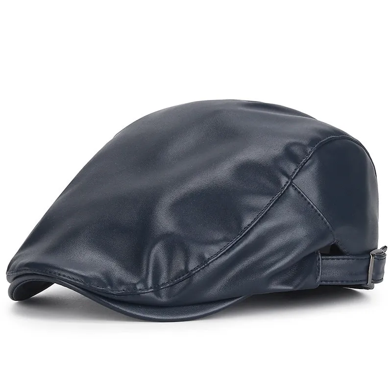 PU leather beret casual cap