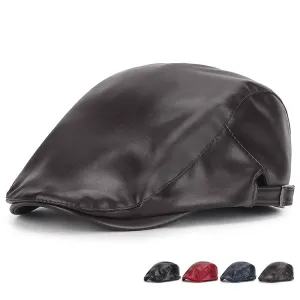 PU leather beret casual cap