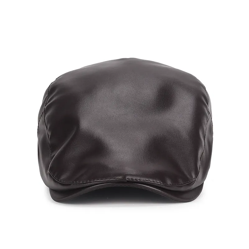 PU leather beret casual cap