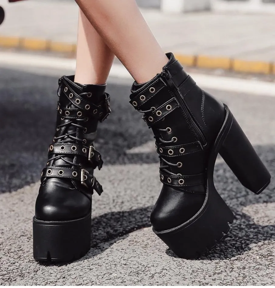 Punk Rock Buckle Boots