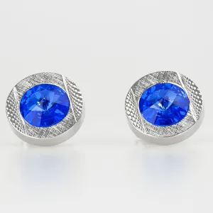 R70 Round Blue Crystal Cufflinks