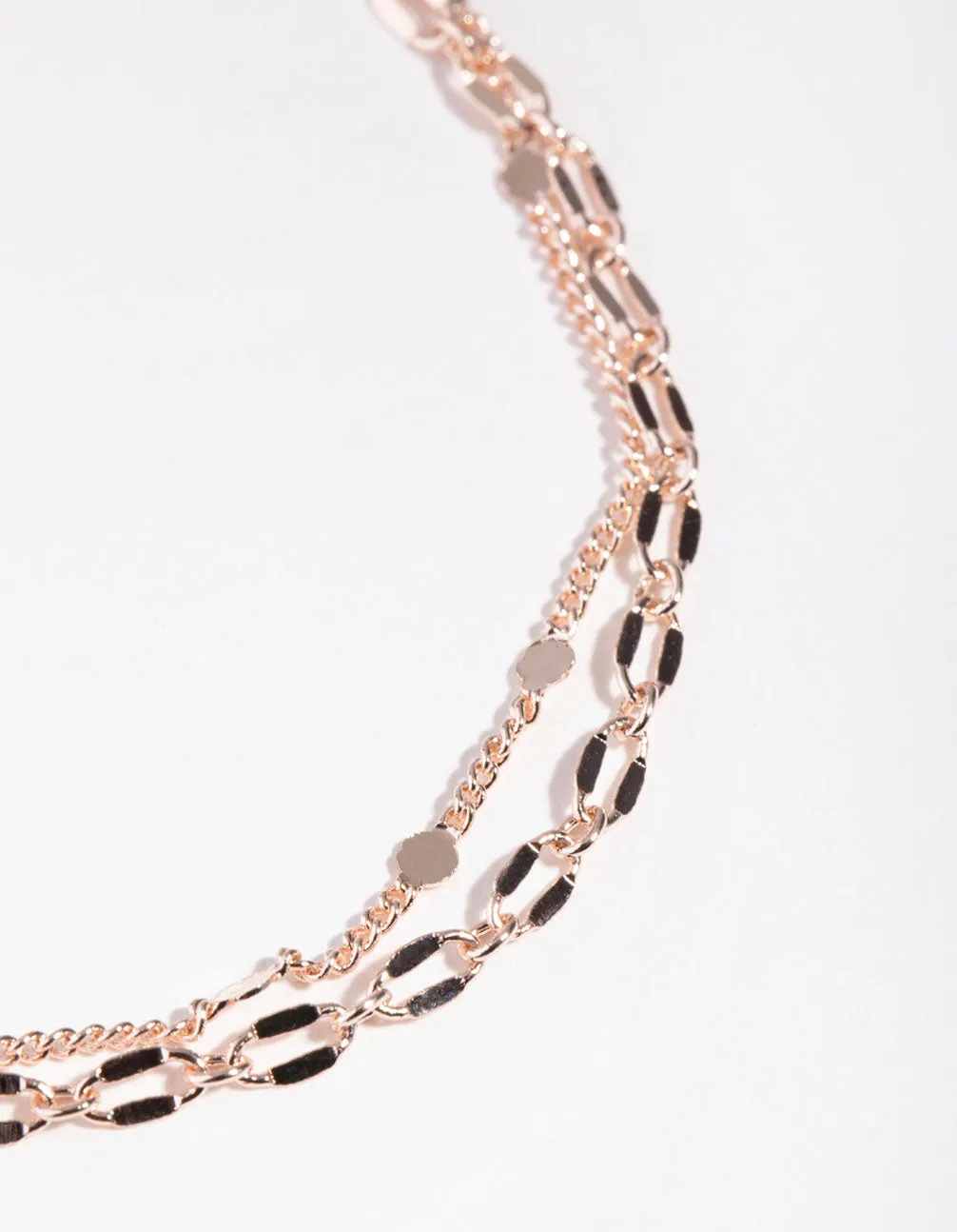 Real Rose Gold Plated Multi Chain Disc Bracelet