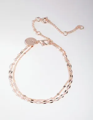 Real Rose Gold Plated Multi Chain Disc Bracelet