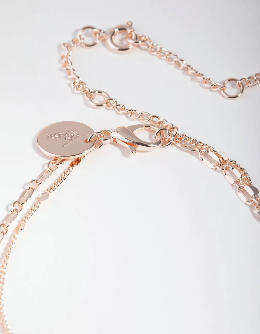 Real Rose Gold Plated Multi Chain Disc Bracelet