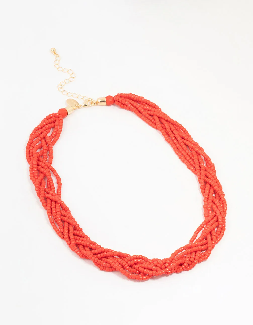 Red Beaded Twisted Layered Necklace