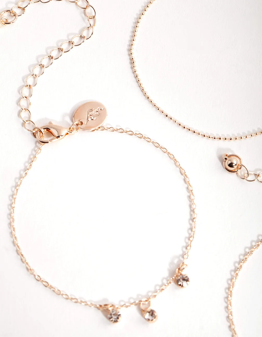 Rose Gold Dainty Dangle Bracelet Pack