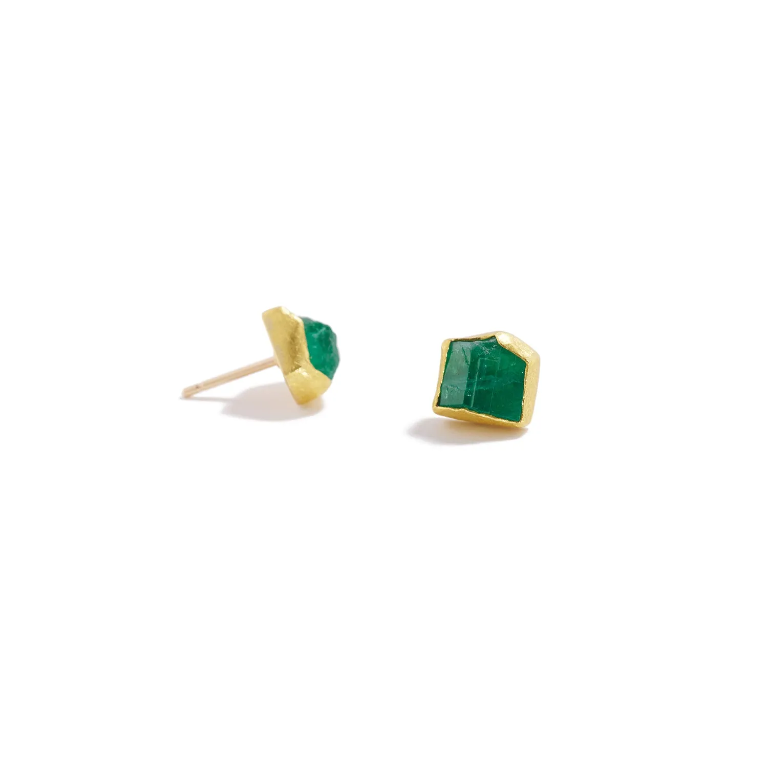 Rough Emerald Stud Earrings