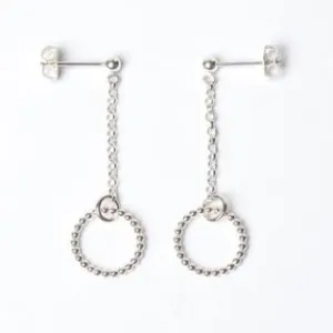 Silver Circle & Chain Earrings