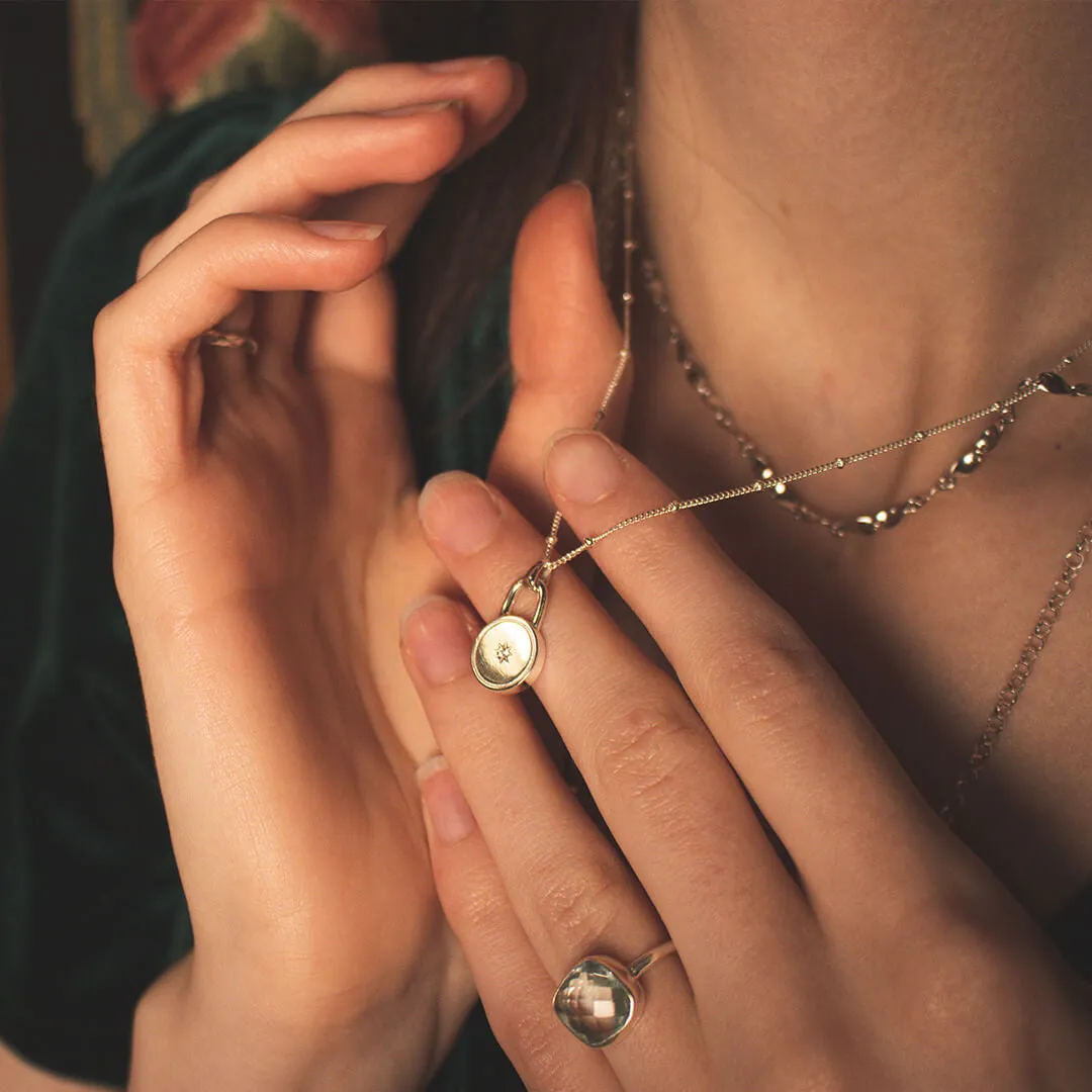 Silver Small Round Diamond Necklace