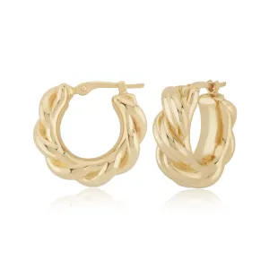 Small Knotted Hoop Earrings, 14Kt