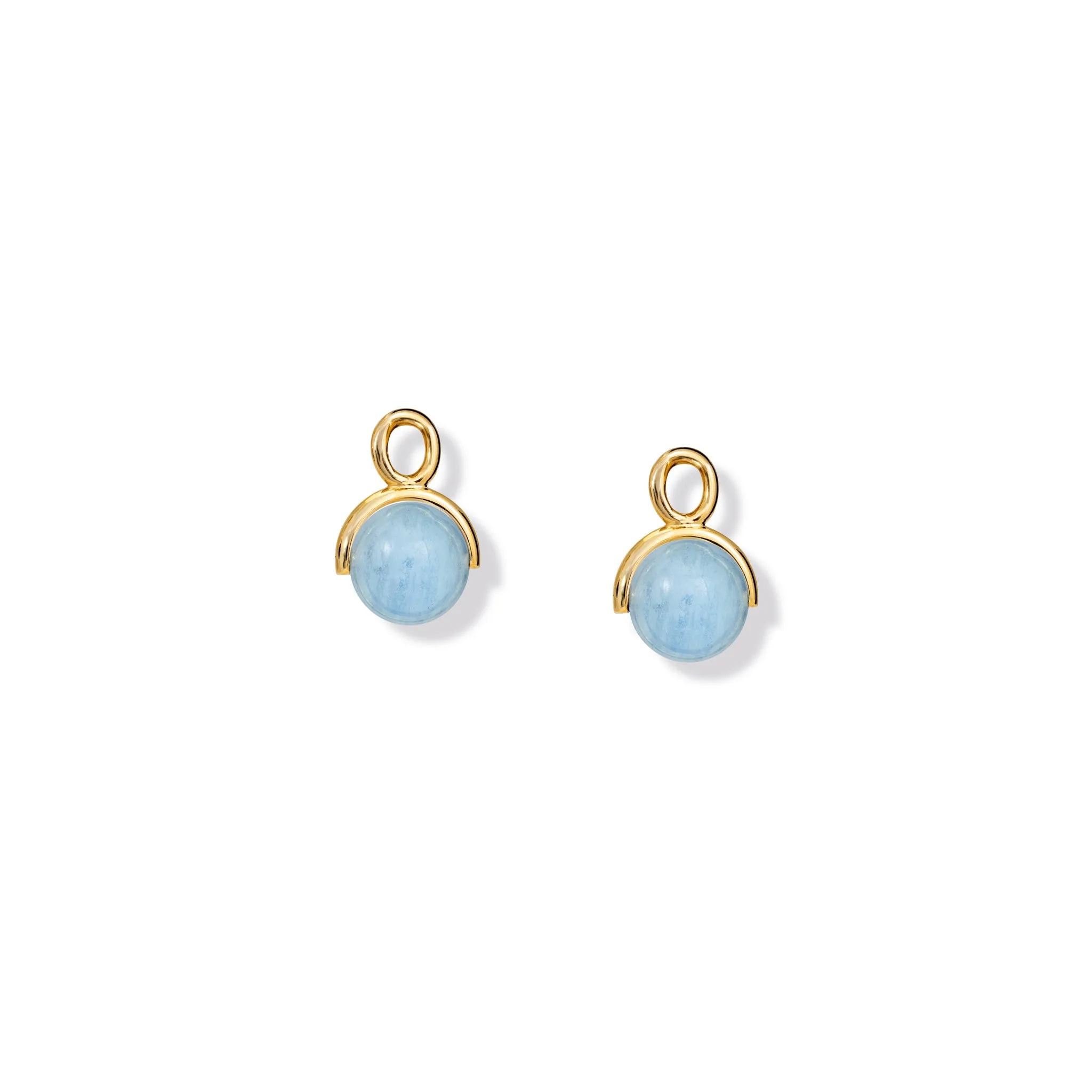 Stirrup Earrings Drops Yellow Gold - Aquamarine