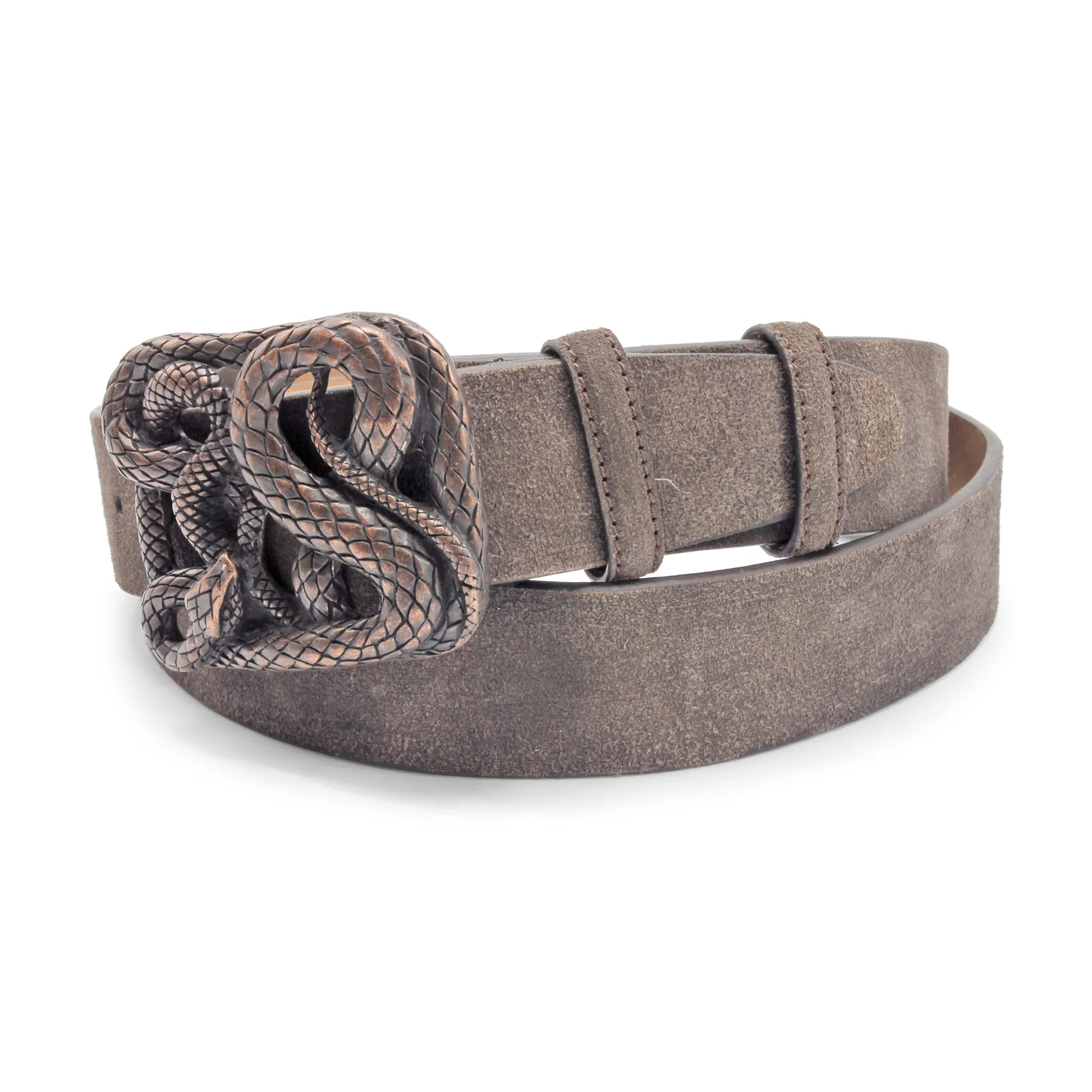 Supple Dark Brown Rust Swirling Snake Belt