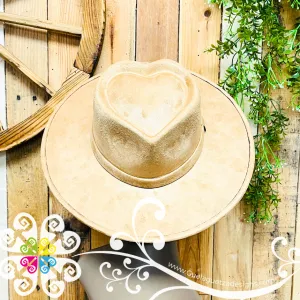 Tan Corazon Mitla Velvet Hat - Peek-a-Boo Hand Painted Hat