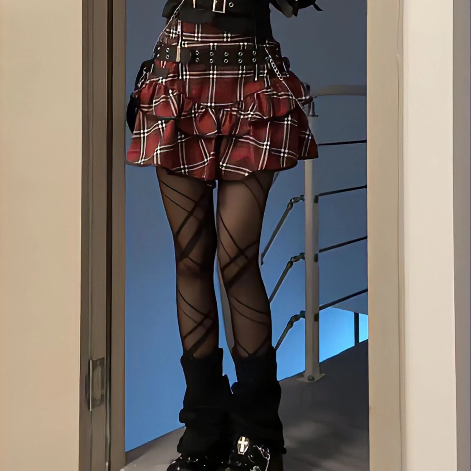 Tartan Red Plaid Goth Skirt