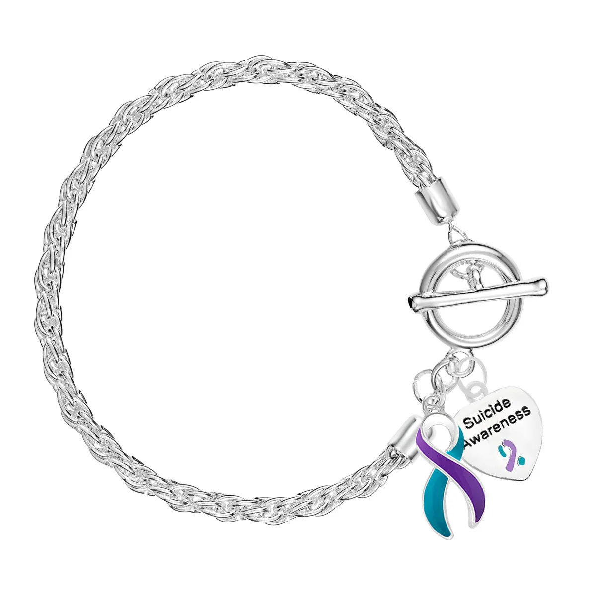 Teal & Purple Ribbon Charm Bracelets